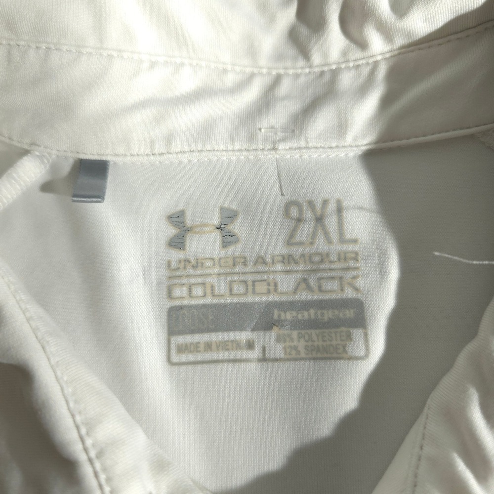 Under Armour Coldblack Golf Polo Shirt 2XL Worthington Logo Striped Performance - Picture 8 of 14